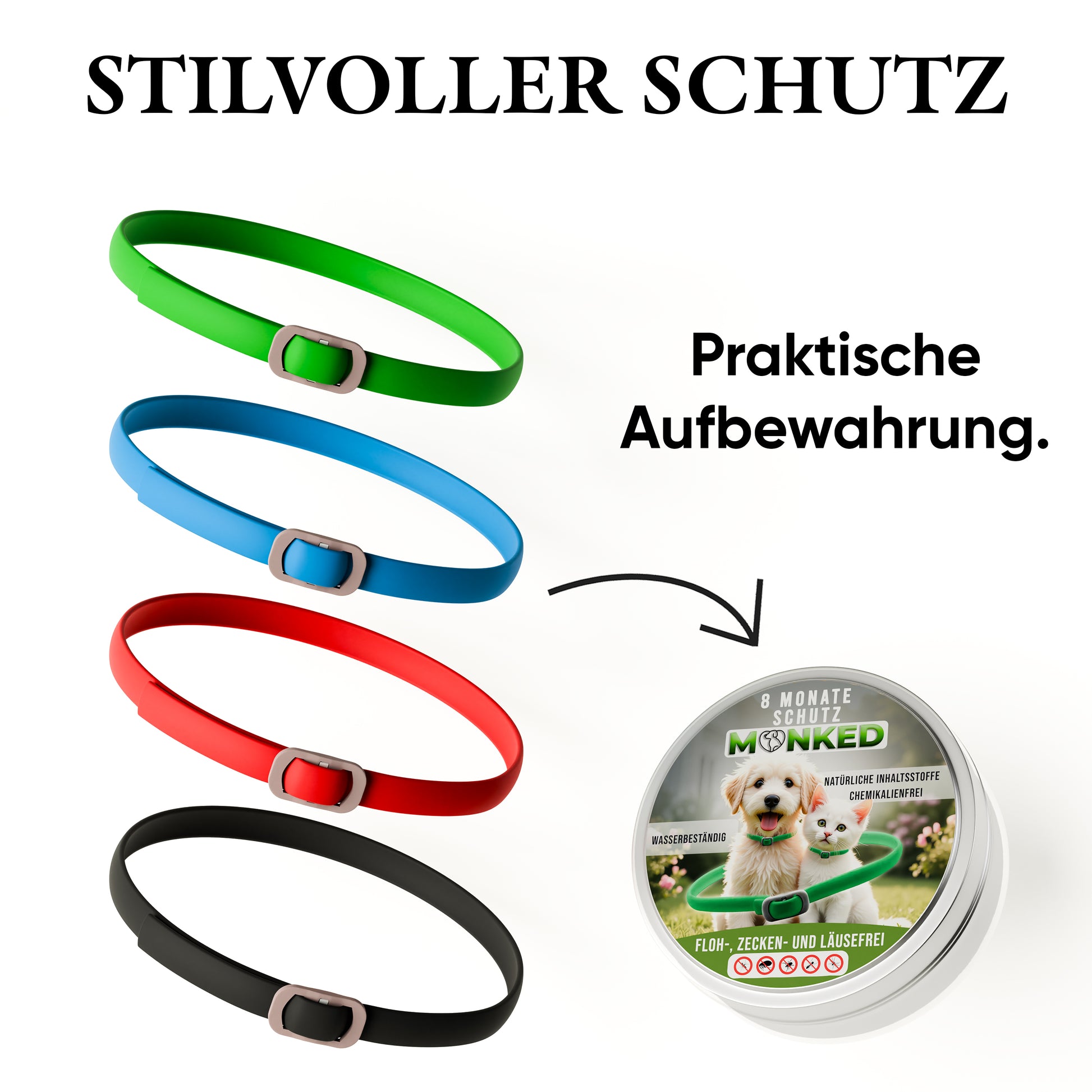 Monked™ V2 - Neues Anti Floh- & Zeckenhalsband (verbessert & länger)